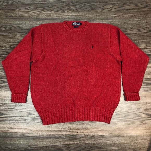 Polo by Ralph Lauren Other - Polo Ralph Lauren Red Crewneck Sweater XL Polo by Ralph Lauren Other - Polo Ralph Lauren Red Crewneck Sweater XL